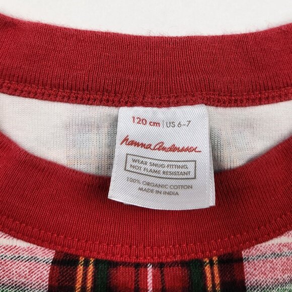 Hanna Andersson Red Plaid Holiday Long John Pajama Shirt 120 cm US 6-7 - Picture 4 of 6